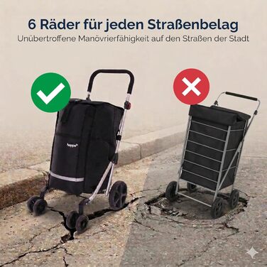 Сумка-візок для покупок Простора складана сумка-візок обємом 74 л Легкий 6-колісний візок з 5 кишенями міцний та водонепроникний Ідеальна складана сумка-візок для щоденного використання