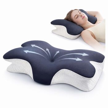 Подушка з піни з ефектом пам&39яті Universe-GL, ортопедична подушка для шиї, ергономічна подушка для сну на спині та на боці, підтримує хребет та шию, дихаюча та пральна, 634x9 см