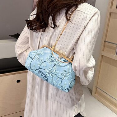 Сатеневий клатч для вечірки та особливих подій, блакитний (08301)