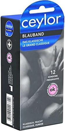 Презервативи Ceylor Blue Band 12 зі зволожуючим мастилом, упаковані в гігієнічну бляшанку, легко відкриваються, швидше наносяться, преміальна якість зі Швейцарії