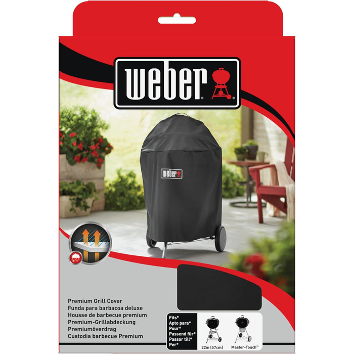 Чохол для барбекю Weber Premium для вугільних барбекю діаметром 57 см, дихаючий, стійкий до ультрафіолету та води, захист від вітр