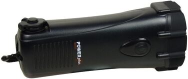 Ліхтарик POWERplus Shark з динамо-шатунною головкою / USB-акумуляторний світлодіодний ліхтарик / аварійний зарядний пристрій чорного кольору