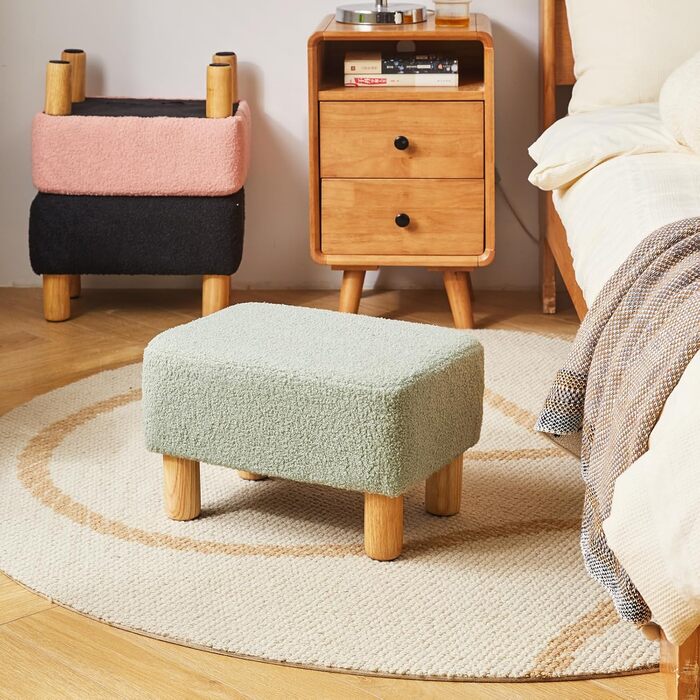 Прямокутна підставка для ніг YMYNY, підставка для ніг з дерев&39яними ніжками, підставка для ніг із сидінням, дерев&39яна підставка для ніг, невелика м&39яка підставка, лавка для взуття для вітальні, спальні, 402925 см зеленого кольору HBD030GR