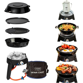 Гриль для кемпінгу Safari Chef 30 LP - 50mBar - Газовий гриль для кемпінгу - Сталь, алюміній і пластик - Газова плита для кемпінгу