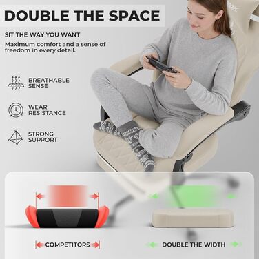 Геймерське крісло початкового рівня, ергономічне комп&39ютерне крісло з регульованою висотою та спинкою, просте ігрове крісло для дітей, підлітків та дорослих для кімнат та офісів, бежеве