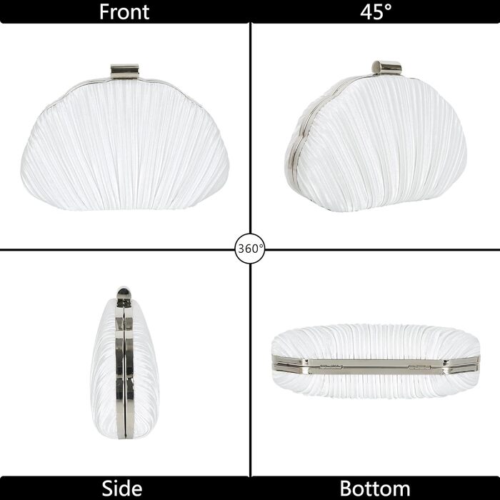 Жіноче клатч з блискітками Мушля, вечірня сумочка зі стразами та ланцюжком для весілля та святкової вечірки, білий