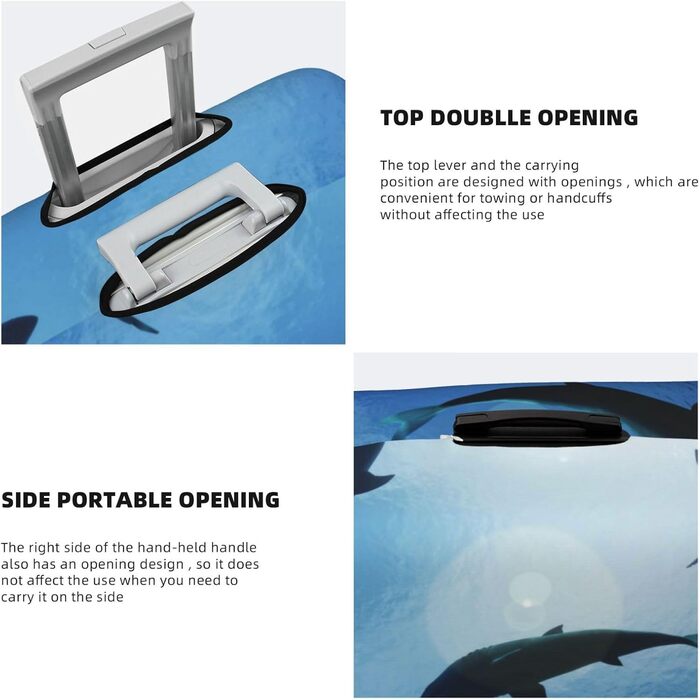 Чохол для валізи Акула TOMPPY еластичний, захисний, миється, підходить для валіз 18-32 дюйми, чорний, XL