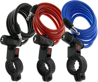 Велосипедний замок Burg-Wchter зі ключем, спіральний замок з тримачем, захист від крадіжки, трос-замок, сталевий трос, 100 см завдовжки, Ø 8 мм, асортимент кольорів (колір обирається випадково)