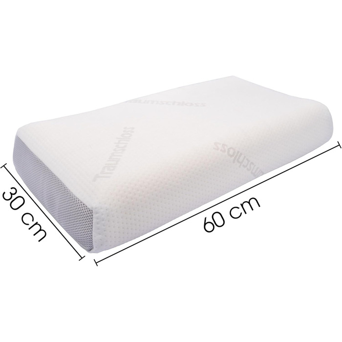 Підтримуюча подушка для шиї Traumschloss Comfort - регульована по висоті, подушка для зняття тиску з в&39язкопружним пінопластовим ядром (RG50) та дихаючим, стійким подвійним в&39язаним чохлом - 30x60 см, 10 см