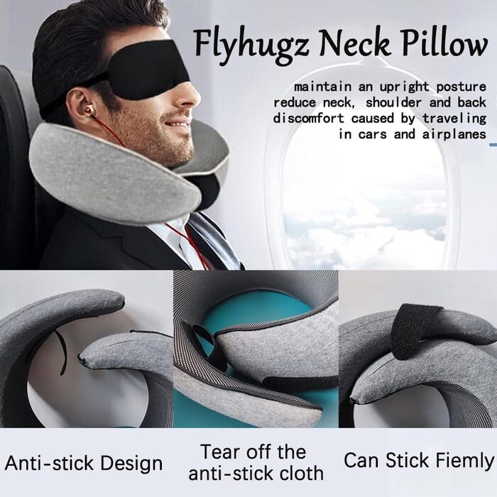 Подібний набір подушок для літаків (світло-сірий-B), 2024, Flyhugs Neck Travel Pillow, Wander Plus Travel Pillow, Memory Foam Travel Pillow, Fly Hugz Packable U-