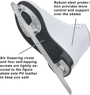 Фігурне катання Nattork Excellence леза з нержавіючої сталі для покращеної підтримки, міцності, продуктивності та максимального комфорту для дітей та дорослих. Білий розмір EU 40/ US жіночий розмір 8, US чоловічий розмір 7.
