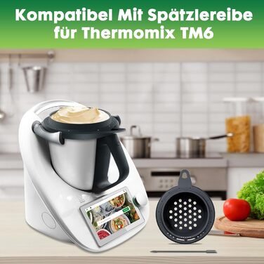 Сито Sptzle Сумісне з аксесуарами Thermomix Tm6, насадка Sptzle для Vorwerk Аксесуари Thermomix з силіконовим скребком, сито Sptzle для кухонного комбайна Швидко підготовлений прес Spaetzle Spaetzle