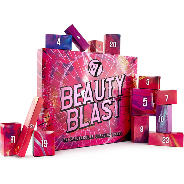 Різдвяний календар W7 Beauty Blast 2025 24 індивідуально упаковані косметичні сюрпризи на Різдво ідеї подарунків без жорстокості до тварин