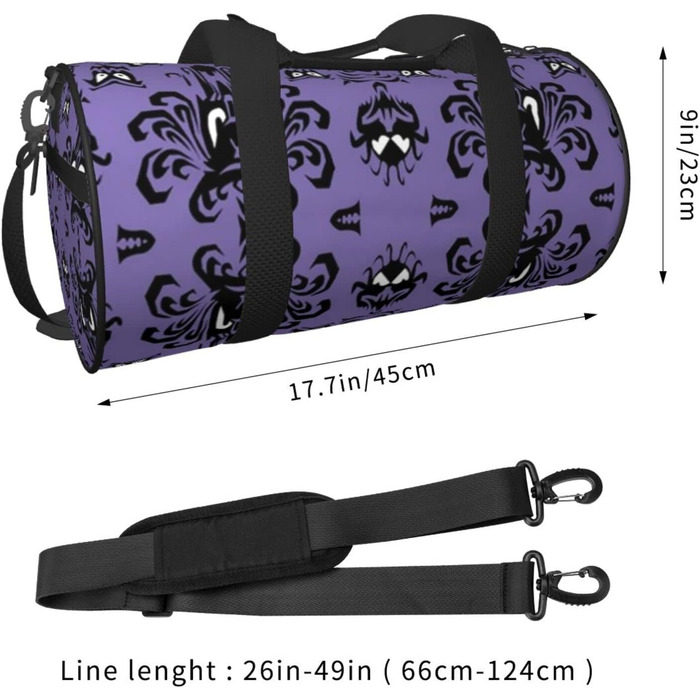 Спортивна сумка-дорожня Жахливий візерунок на фіолетовому тлі, унісекс, велика спортивна сумка, сумка для подорожей