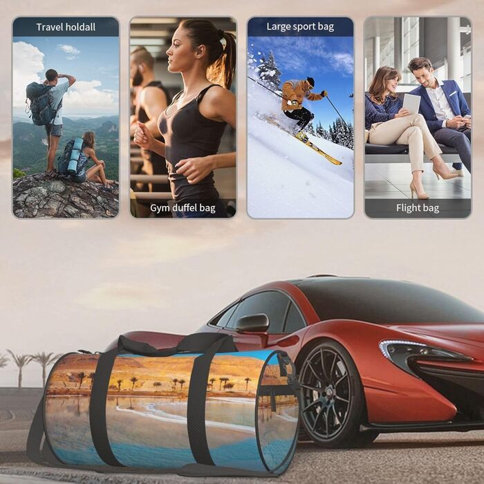 Спортивна сумка, дорожня сумка, пляжна сумка, з принтом, сумка на нічліг, чорна, універсальний розмір, сумка для подорожей