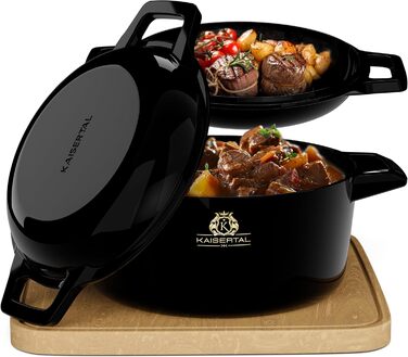 Чавунна каструля KAISERTAL - емальована каструля 26 см з кришкою 4,8 л та чавунна каструля 1,8 л - чавунна жаровня з кришкою індук