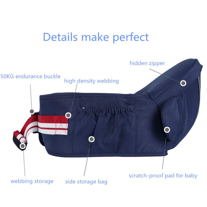 Ергономічна люлька-переноска з плечовим ременем, кріслом на талії для перенесення малюків, мала вага та економія праці