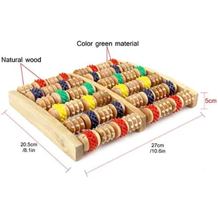 Дерев'яний масажний ролик для ніг знімає підошовний фасціїт, п'яткову шпору, біль у п'ятах та стопах, біль у склепінні стопи зняття стресу інструмент для точкового масажу/рефлексотерапії