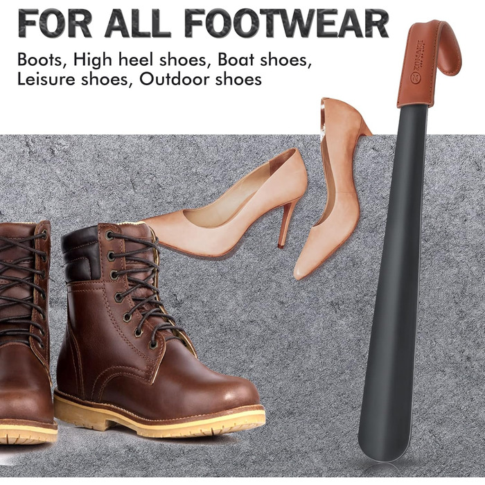 Ріжок для взуття металевий довгий 42 см - довгий ріжок для взуття з нержавіючої сталі, чорний ріжок для взуття довгий міцний зі шк