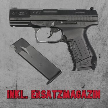 Страйкбольний пістолет Walther P99 Spring – 0.5 Дж, 6 мм, пружинний, повний набір з 2 магазинами та 600 біокульками 0.20 г
