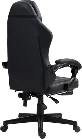 Чорне ігрове крісло - Підставка для ніг - Ергономічне - Регульована висота
