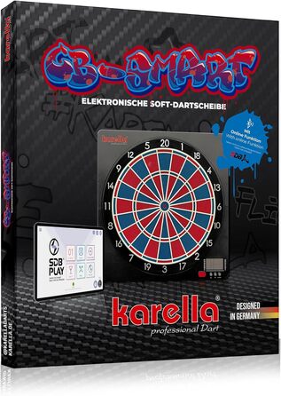 Електронна мішень для дартсу Karella CB-Smart, переможець тестів серед електронних м&39яких мішень для дартсу, найсучасніша онлайн-функція Bluetooth, 37 ігор, електронна розумна мішень для дартсу, точні турнірні розміри, подвійна/потрійна відстань між 2 л