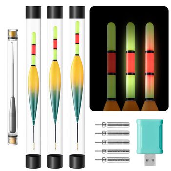 Світлодіодні рибальські поплавці, водонепроникні поплавці для нічної риболовлі у прісній та солоній воді, рибальські аксесуари високої видимості для початківців та професіоналів, 3