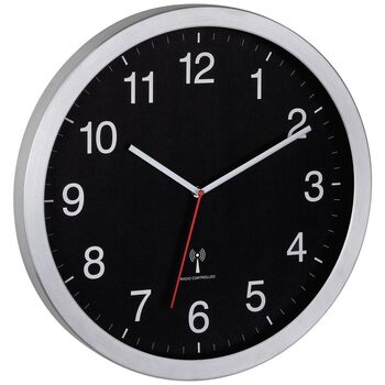 Настінний годинник TFA Dostmann Wanduhr XL (60.3545.01), аналоговий радіокерований, з секундною стрілкою, чорно-сріблястий, 400 x 50 x 400 мм
