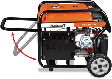 Синхронний генератор Unicraft PG-E 80 TEA H (бензин, об&39єм бака 25 л, привід SC190F, ручний запуск електричний запуск, 2 x 230 В, Schuko / 1 x 400 В, 16 А) 6706080