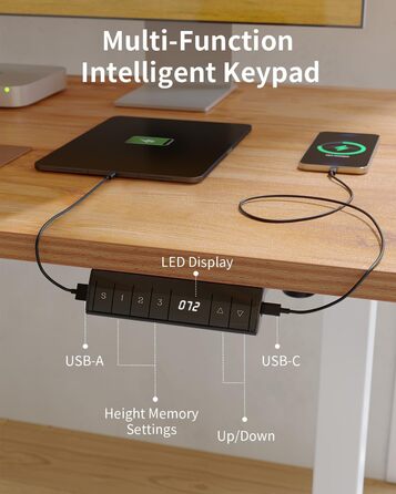 Стіл FEZIBO з регульованою висотою та портами зарядки USB-A та USB-C, 100 x 60 см, стіл для роботи сидячи та стоячи, стіл з електричним регулюванням висоти, ергономічний комп&39ютерний стіл для домашнього офісу, світло-коричневий 100 x 60 см світло-коричн