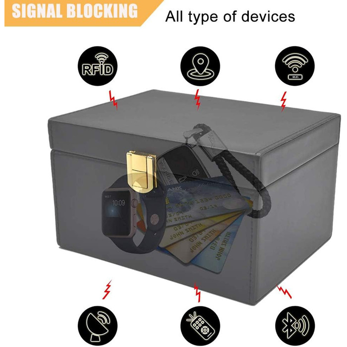 Коробка для захисту автомобіля без ключа від ключа, протиугінна коробка Фарадея для ключів від ключа від автомобіля, чохол для блокування сигналу RFID для ключів від автомобіля 2 пакети сумки Фарадея, сумка для блокувальника сигналу, сумка для ключів RFID
