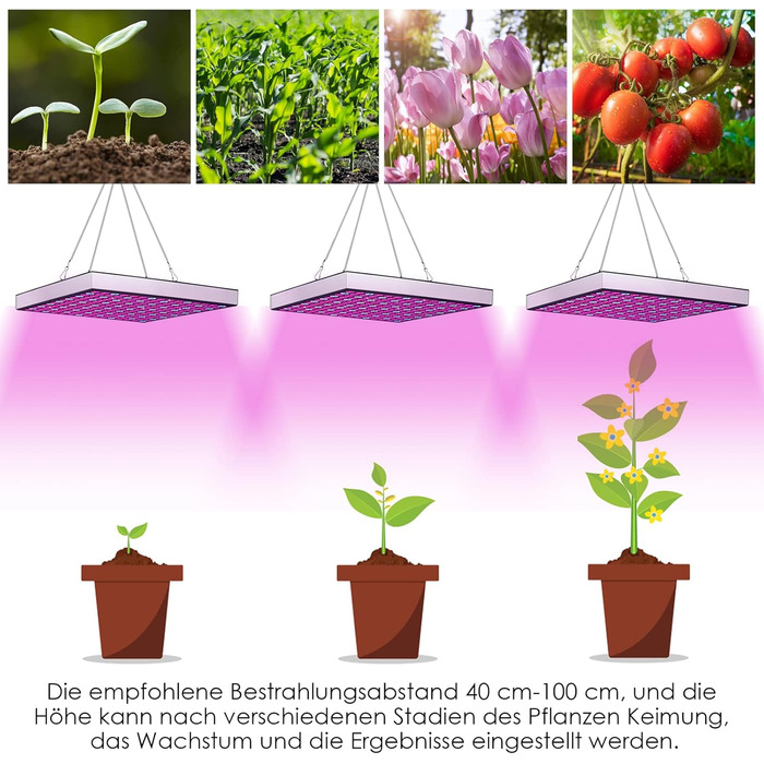 Світлодіодна лампа для рослин Lospitch 45 Вт, 225 червоних і синіх світлодіодів для вирощування рослин, освітлення рослин повного спектру для гідропоніки, кімнатного посіву овочів, наметів для вирощування та теплиць