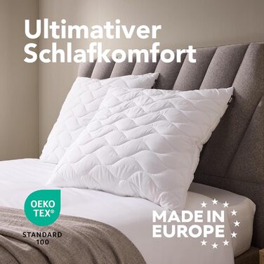 Подушка John Cotton 80x80 см Комплект із 2 розкішних стьобаних подушок для готелів від болю в шиї, регульована подушка із застібкою-блискавкою наповнювач 900 г, подушка для сну для алергіків, Oeko-TEX (80 x 80) 80x80 см 2