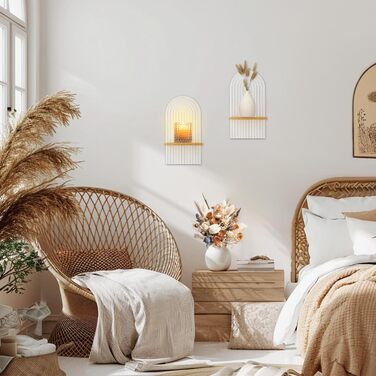 Настінна полиця Walasis дерев'яна бохо оздоблення стін дерев'яне оздоблення стін дитячої кімнати настінні полиці невелика рослинна