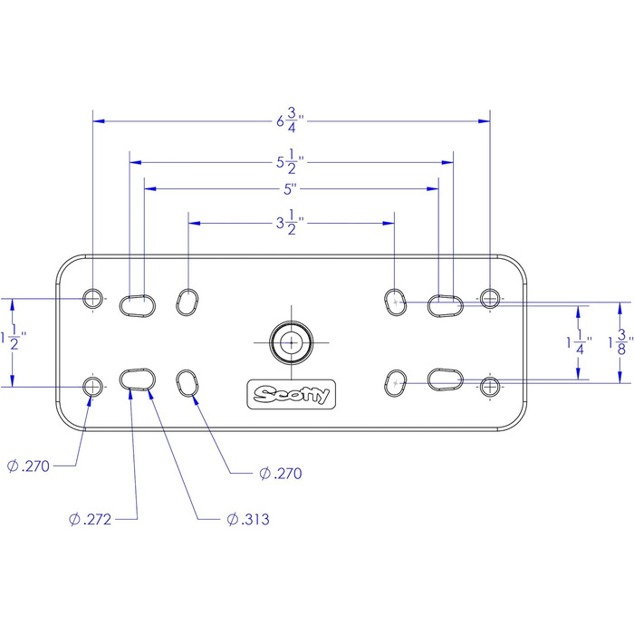 Платформа Scotty (203x75 мм) 163 кульовий шарнір 1 1/2 дюймовий човен для кріплення ехолота, колір чорний