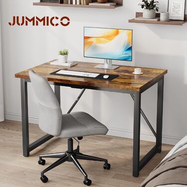 Письмовий стіл 100 x 50 x 75 см, Комп&39ютерний стіл з регульованими ніжками, гачками, вантажопідйомність 60 кг та водонепроникна стільниця, для домашнього офісу та навчання, вінтажний коричневий 100 x 50 см коричневий