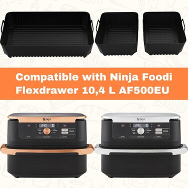 Аксесуари для фритюрниці Ninja Foodi Flexdrawer 10.4 л AF500DE.3 шт. Аксесуари для мультипечі з силіконовою формою для Ninja AF500EU