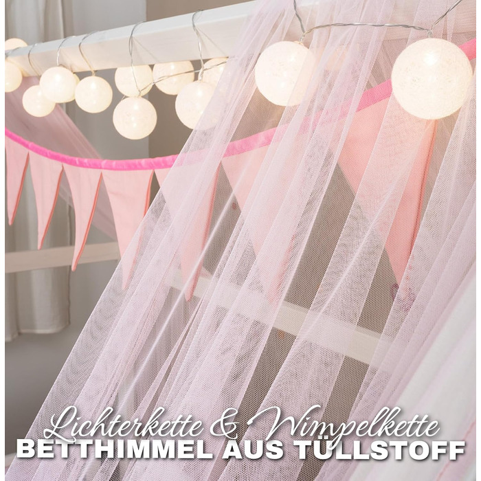 Ліжко для дому 90x200 з шухлядою, матрацом та набором 4-TLG DEKO рожевого кольору, вкл. захист від падіння книжкової полиці та рей