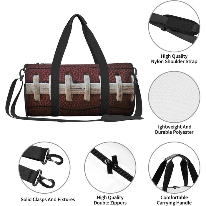 Спортивна сумка для подорожей, американський футбол, затяжки, сумка на ніч, чорна, універсальний розмір