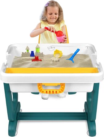 Комплект дитячого столу та стільця 5-в-1 дитячий стіл та стілець, ігровий стіл з будівельними блоками та 2 стільцями двостороння стільниця багатофункціональний ігровий стіл із місцем для зберігання навчальних та розвиваючих ігор будівельні блоки 5-в-1, ве