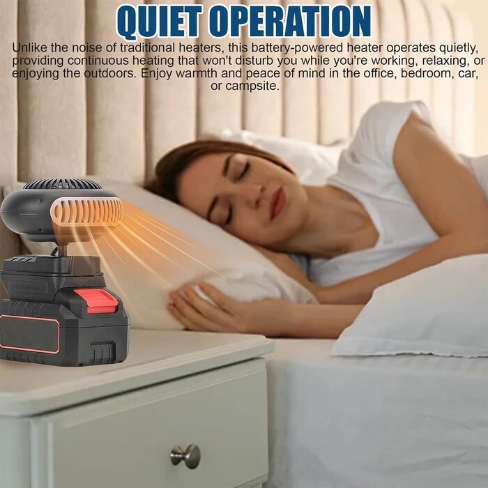 Автомобільний обігрівач з акумулятором, вентилятор-обігрівач на акумуляторі, портативний автомобільний обігрівач потужністю 170 Вт з 2 режимами (30-80C), бездротовий для автомобіля, офісу та дому, захист від перегріву та перекидання, для офісу, автомобіля