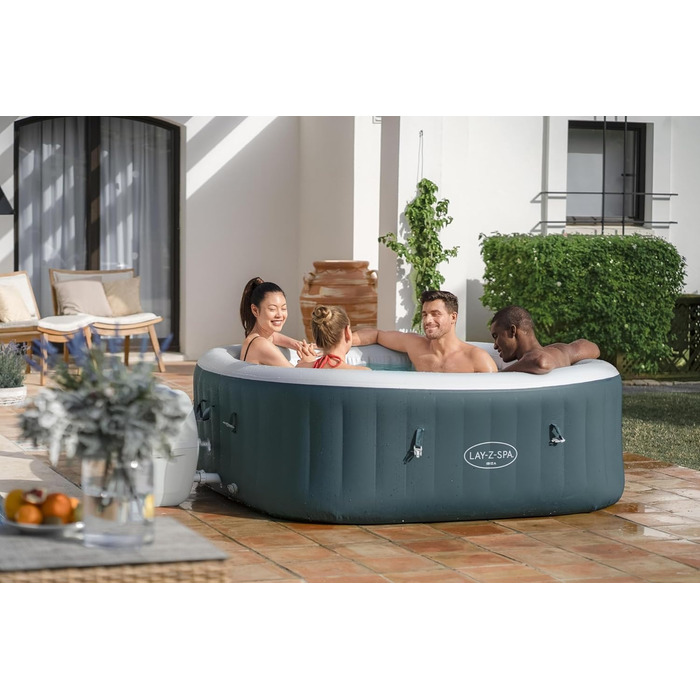 Гідромасажна ванна Bestway LAY-Z-SPA Ibiza AirJet, 180 x 180 x 66 см, 4-6 осіб, кутова, бензиново-блакитна одномісна