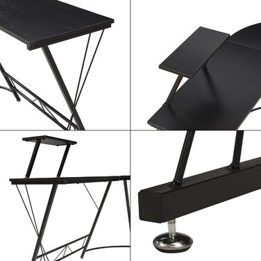 Подібний кутовий стіл Yremso, 122 x 122 x 98 см, комп&39ютерний стіл, офісний стіл з піднятою полицею, робочий стіл, металевий каркас, чорний