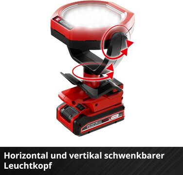 Акумуляторний вуличний ліхтар Einhell GC-OL 18/1500 Li-Solo Power X-Change (18 В, 1500 лм, 7000 К, дальність променя 4 м, поворотна та обертова головка світильника, 3 рівні яскравості, без батареї)