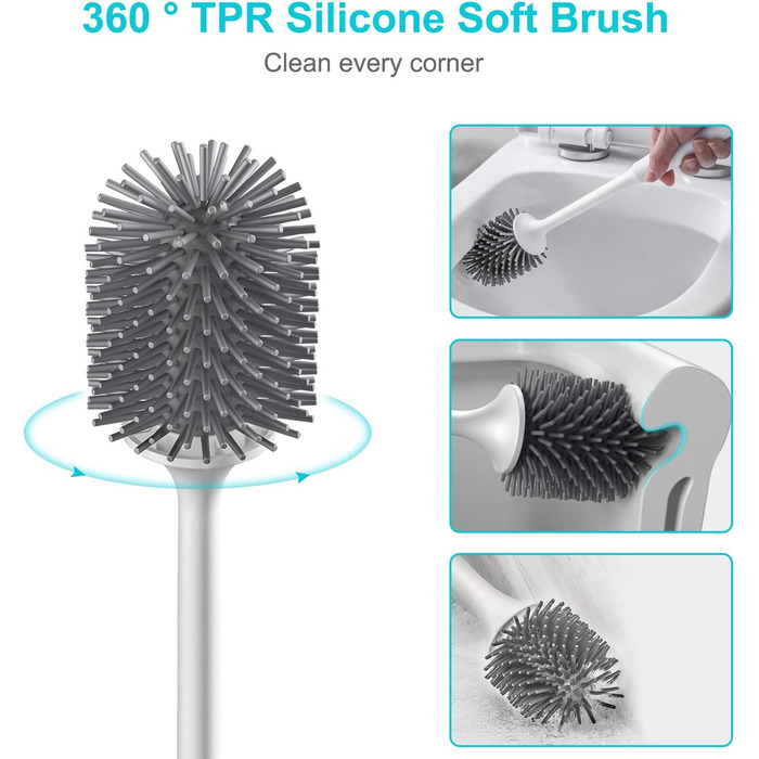 Щітка для туалету силіконова, EWEIMA щітка для туалету силіконова з набором швидкосохнучих тримачів, щітка для туалету настінна та
