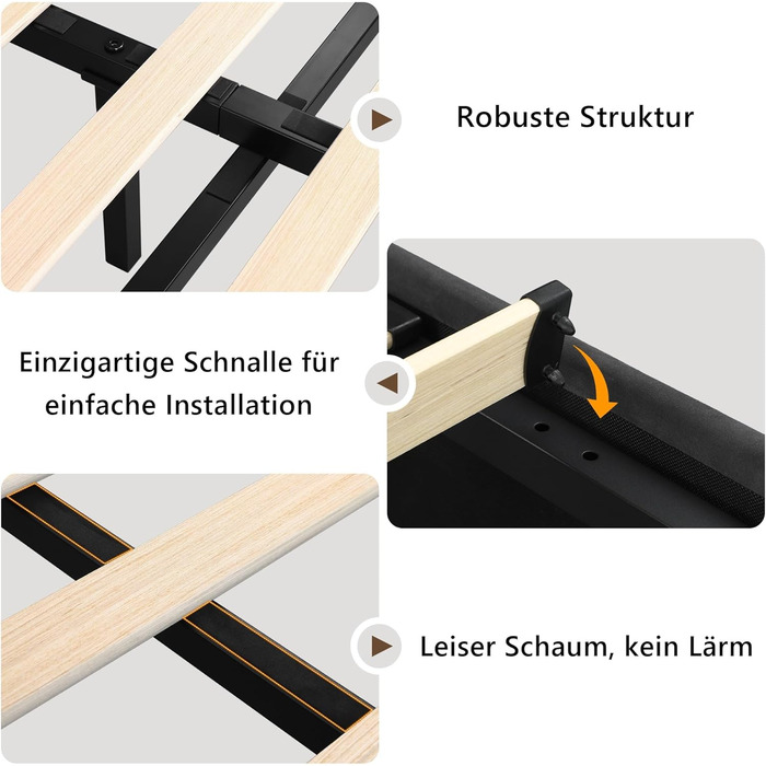 Ліжко FEONASE 140x200 з місцем для зберігання, М&39яке ліжко 140x200 см зі світлодіодним освітленням та зарядною станцією, Каркас ліжка з гідравлічним та велюровим узголів&39ям, місцем для зберігання, рейкова основа, Матрац не входить до комплекту, Темно-