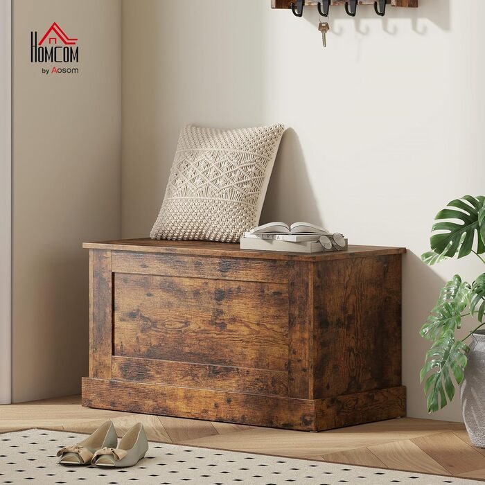 Дерев&39яна скриня для іграшок HOMCOM із запобіжною петлею, для вітальні, передпокій, 80 x 40 x 45 см, рустикальний коричневий