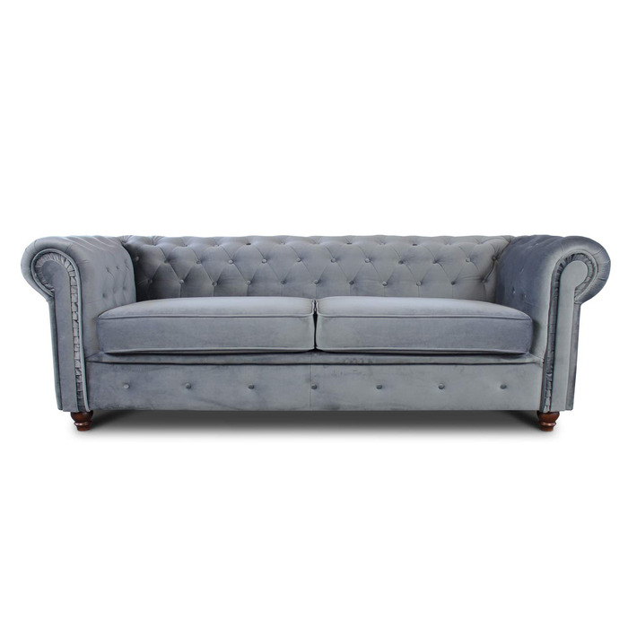 Місний диван Sofnet Chesterfield Asti, 3-місний диван, гламурний дизайн, комплект диванів, дерев&39яні ніжки, м&39який диван - вітальня, велюр (сірий (оксамит 10)), 3-