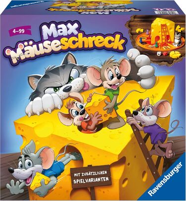 Дитячі ігри Ravensburger 24562 - Макс, миша-лякальник - Гра в кубики для 2-4 гравців, дитяча гра від 4 років - Подарунки на день народження для самотніх