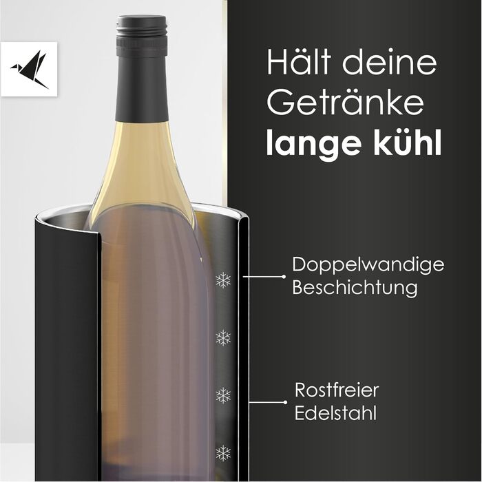 Охолоджувач пляшок Beyond для пляшок вина, шампанського та ігристих вин I Двостінний охолоджувач шампанського з нержавіючої сталі